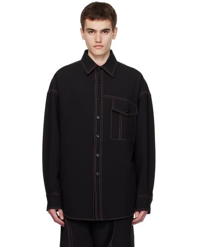 Feng Chen Wang Contrast Stitching Shirt - Black