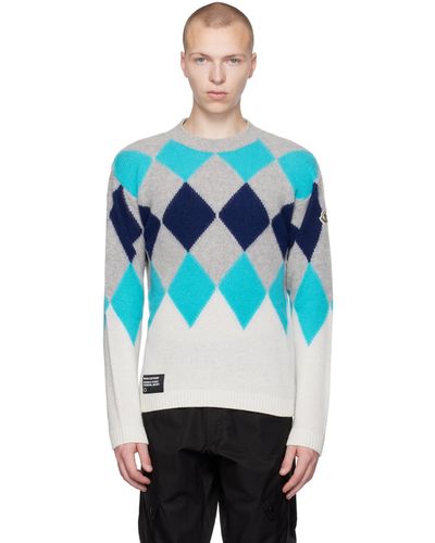 Moncler Pull bleu et gris - 7 moncler frgmt hiroshi fujiwara