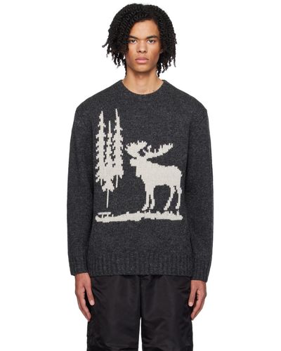 Beams Plus Intarsia Sweater - Black