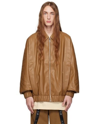 A.A.Spectrum光谱 Coasted Faux-leather Bomber Jacket - Brown