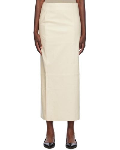 St. Agni Off- Column Leather Maxi Skirt - Natural
