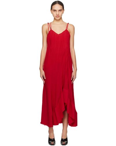 Lanvin Robe longue rouge à plis
