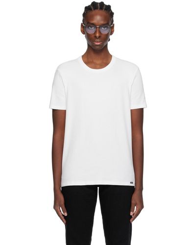 Tom Ford T-shirt blanc à col ras du cou - Noir