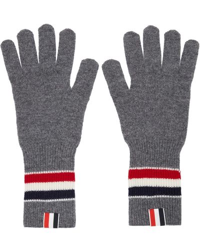 Thom Browne Online Exclusive Gray Merino Rwb Stripe Gloves