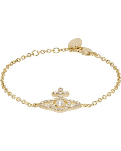 Vivienne Westwood Gold Olympia Pearl Chain Bracelet - White