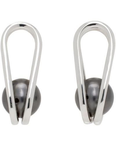 Dion Lee Moyennes boucles d'oreilles sculpturales argentées - Blanc