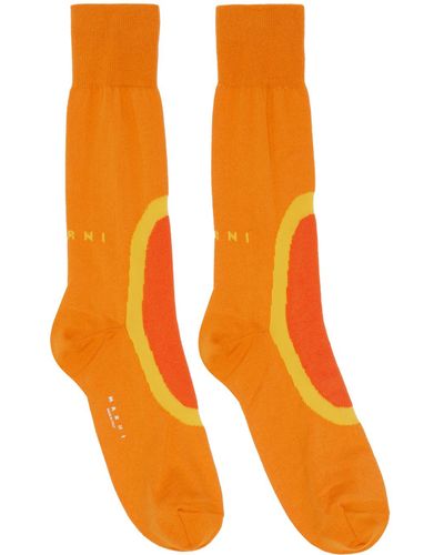 Marni Orange Jacquard Socks