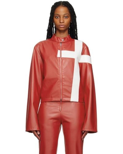 Mowalola Cross Faux-leather Jacket - Red