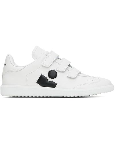 Isabel Marant White Bethy Logo Leather Trainers - Black