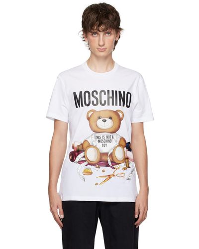 Moschino T-shirt en coton biologique à imprimé Teddy Bear - Blanc