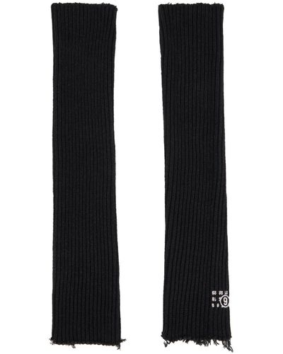 MM6 by Maison Martin Margiela Black Ribbed Arm Warmers