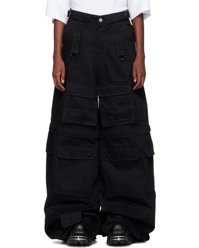 Vetements Multipocket Denim Cargo Trousers - Black