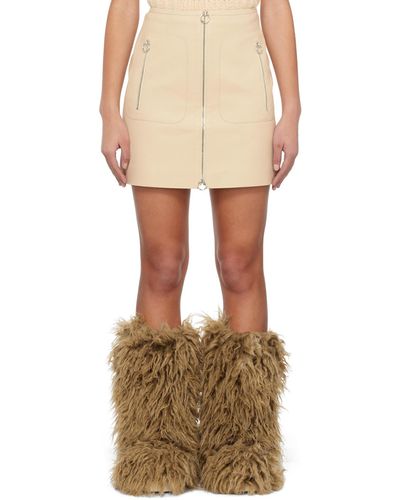 Stella McCartney Off-white Zip Faux-leather Miniskirt - Natural