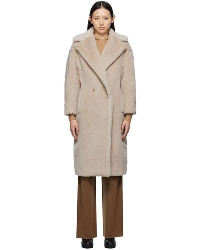 MAX MARA: Teddy coat in wool blend - Camel  Max Mara coat 2310161433600  online at