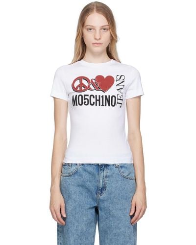 Moschino Jeans ホワイト Peacelove Tシャツ - マルチカラー