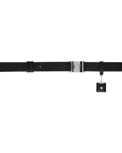 WOOYOUNGMI Black Leather Button Belt