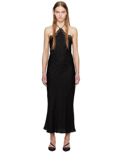 Stella McCartney Robe longue noire à motif fleuri