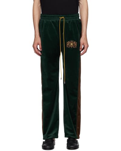 Rhude Pantalon de survêtement vert à image à logo brodée - Noir