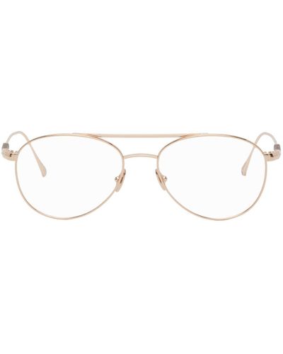 Tom Ford Lunettes doré rose à garniture en cuir aux branches - Noir