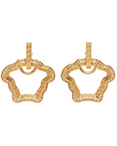 Versace Gold 'la Medusa' Curve Earrings - Multicolour