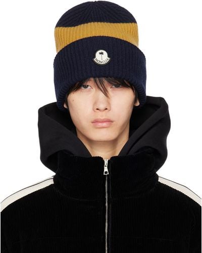 Moncler Genius Moncler X Palm Angels Navy & Yellow Beanie - Blue