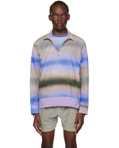 Paul Smith Blue & Brown Half-zip Sweater - Multicolor