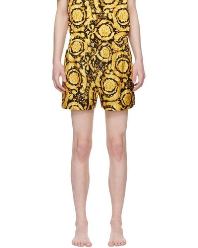 Versace Black & Yellow Barocco Pyjama Shorts