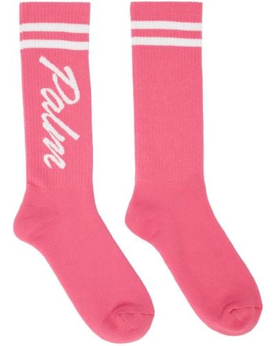 Palm Angels Chaussettes roses à rayures
