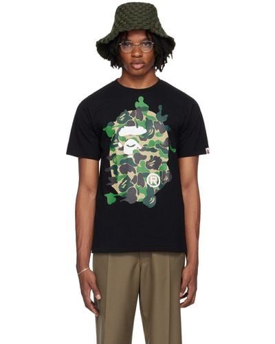 A Bathing Ape T-shirt noir à logo modifié à motif camouflage abc - Multicolore