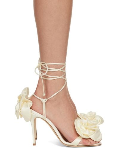 Magda Butrym White Double Flower Heeled Sandals