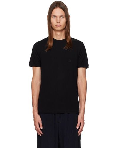 Giorgio Armani ロゴ刺繍 Tシャツ - ブラック