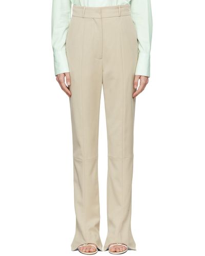 Low Classic Beige Slim-fit Wool Pants - Multicolour
