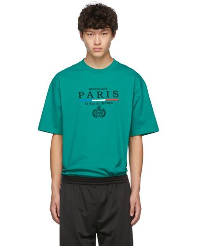 Balenciaga Paris Flag Logo Embroidery T-shirt - Green