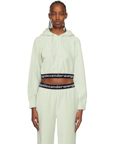 T By Alexander Wang Grey Cropped Hoodie - Multicolour
