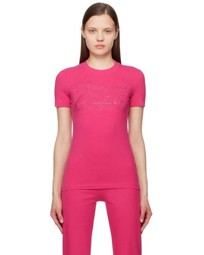 Versace Jeans Couture T-shirt rose à ornements facettés