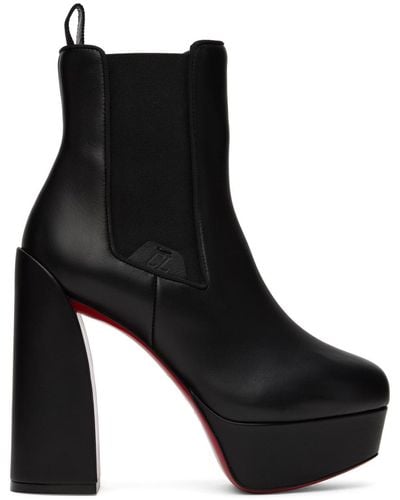 Christian Louboutin Movidastic 130 Leather Platform Ankle Boots - Black