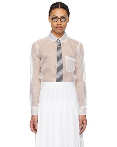 Thom Browne White Trompe-l'oeil Tie Shirt - Black