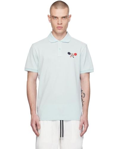 Moncler ブルー ロゴアップリケ ポロシャツ - ホワイト