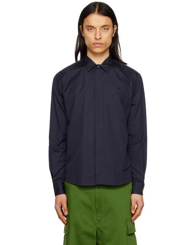 Ami Paris Navy Ami De Cœur Shirt - Blue