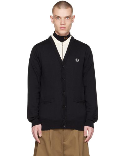 Fred Perry Black Classic Cardigan - Blue