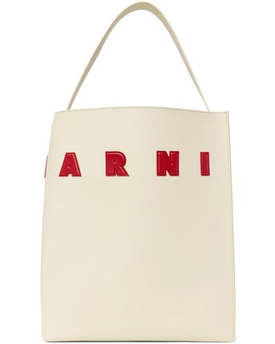 Marni Off-white Leather Museo Patches Tote - Multicolor