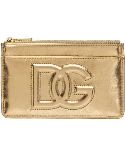 Dolce & Gabbana Moyen porte-cartes doré à logo dg - Jaune