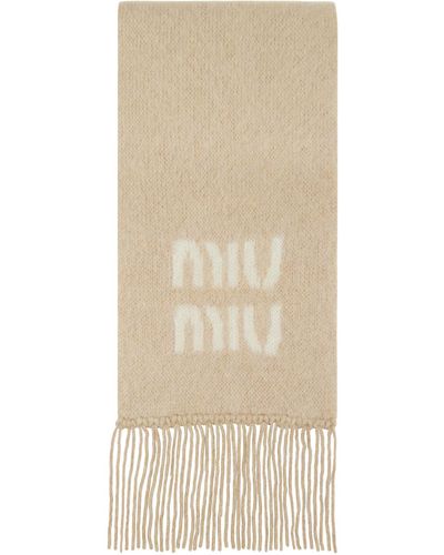 Miu Miu Wool And Mohair Scarf - Natural