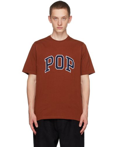 Pop Trading Co. T-shirt rouge à appliqué à logo