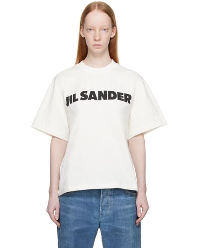 Jil Sander T-shirt blanc cassé à logo