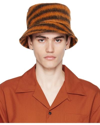 Marni Black & Orange Striped Bucket Hat - Brown