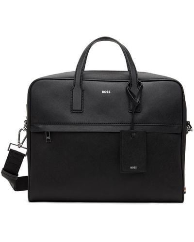 BOSS Black Structured Document Logo Lettering Briefcase