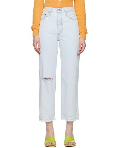 Levi's Ribcage Straight Ankle Jeans - White