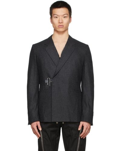 Givenchy Veston gris en laine à cadenas - Noir