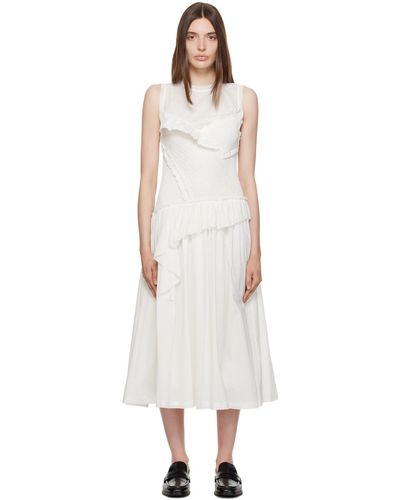 3.1 Phillip Lim White Ruffled Midi Dress - Black